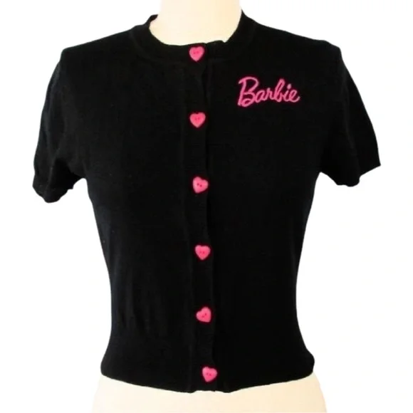 Barbie Cardigan Hot Pink Black - Picture 1 of 1